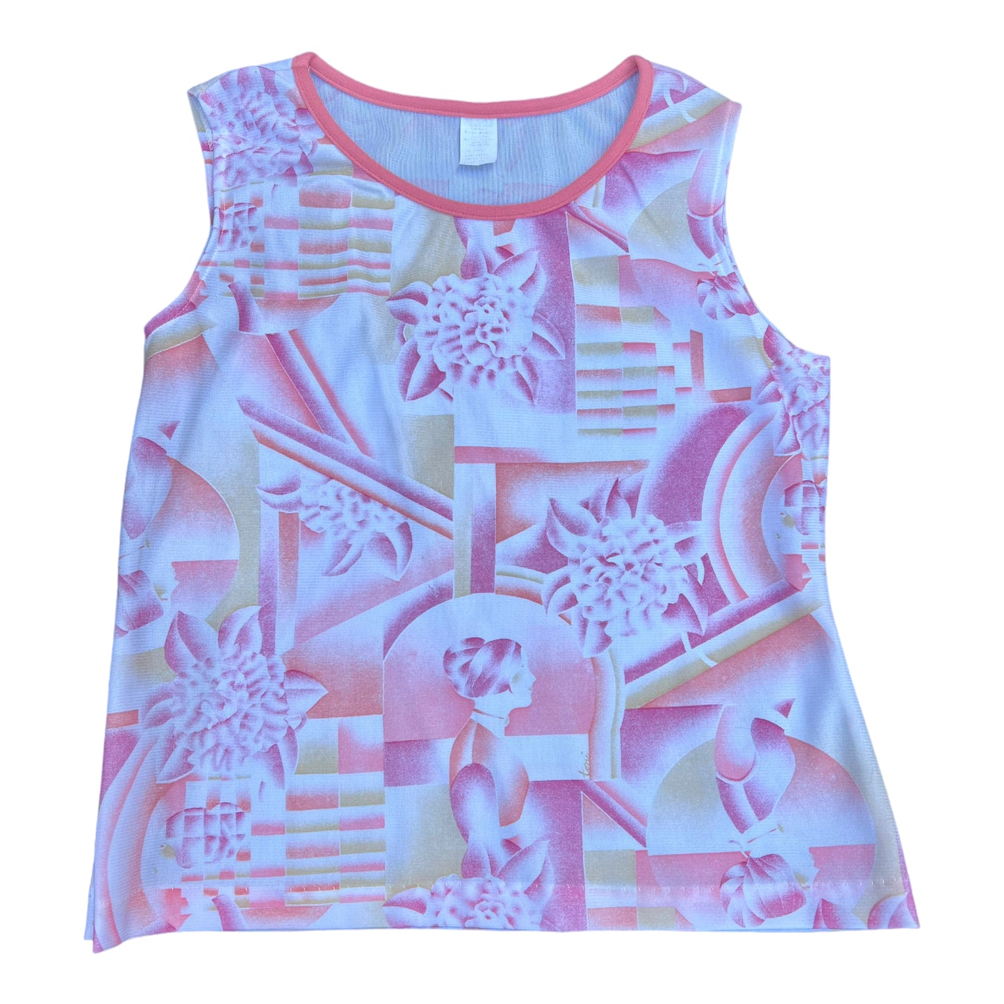 True Vintage Pink Abstract Tank (M)